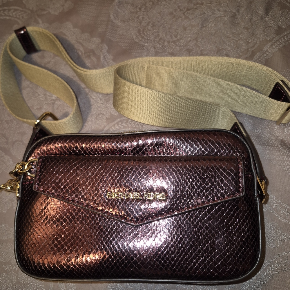 Michael Kors 2in1 Metallic Brown Camera Crossbody Bag - Picture 3 of 7